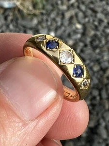 Wunderschöner antiker Ring 18 kt Gold Diamant & Saphir schwer  - Bild 1 von 24