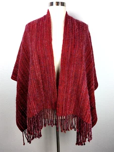 Women's Woven Fringe Wrap Unbranded One Size Red Striped Textured Bohemian - Bild 1 von 6