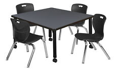 Kee 42" Square Height Adjustable Mobile Classroom Table & 4 Andy 12-in Stack