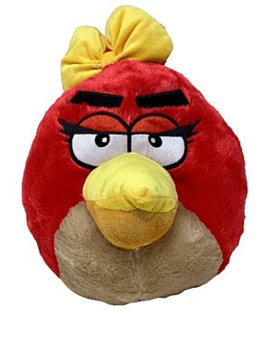 Mochila muñeca de peluche Angry Birds 12" hembra pájaro rojo con lazo amarillo, nueva Foto 1 de 3