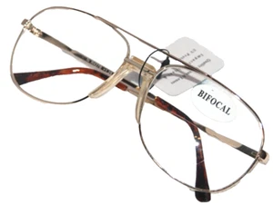 Mens Bifocal READING GLASSES Gold tone classic retro Fair view brand power+1.25 - Picture 1 of 5