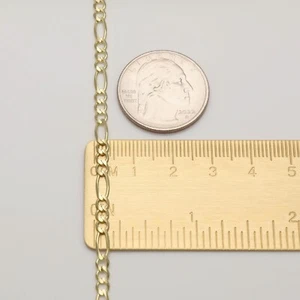 10K Solid Yellow Gold Figaro Bracelet 3.5mm 7-8" - Polished Chain Link Men Women - Picture 1 of 3