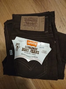 VINTAGE 1973 LEVI'S SADDLEMAN BOOT JEANS - BROWN CORDUROY 316-1529 -SIZE 10 25 W - Picture 1 of 4