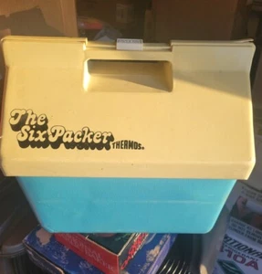 VINTAGE The Double Six Packer Thermos Cooler Teal Blue Ice Chest Camping Outdoor - Picture 1 of 3