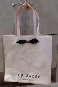 TED BAKER NUDE COLOUR LARGE TOTE BAG WITH DISTINCTIVE BLACK BOW - UNUSED & V.G.C - Picture 1 of 16