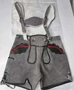 Boy's Lederhosen Shorts Genuine Leather  Suspenders Oktoberfest Attire Waist 20" - Picture 1 of 8