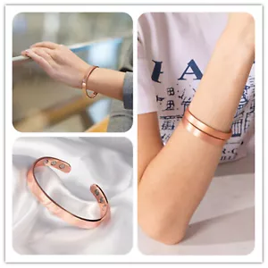Pulsera ajustable de cobre puro auténtico lisa con 8 imanes de terapia - Imagen 1 de 5