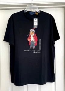 Polo Bear Ralph Lauren Mens Black T-Shirt Size L 100% Cotton New - Picture 1 of 3