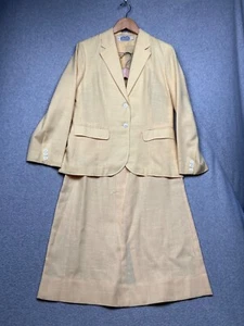Vintage Villager Womens Linen Pencil Skirt Suit Blazer Size 14/ 12 90's Career - Picture 1 of 17