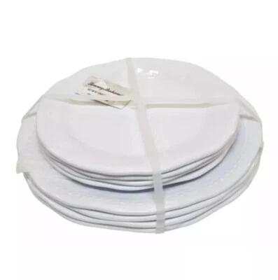 Tommy Bahama PLATOS DE MELAMINA BLANCA 4 CENAS 4 ENSALADAS ENSALADA HOBNAIL NUEVO JUEGO DE 8 piezas Foto 1 de 4