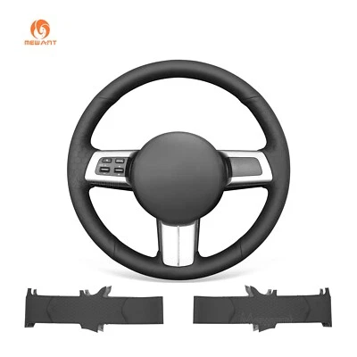 MEWANT Black Embossed PU Leather Steering Wheel Cover for Mazda MX-5 RX-8 CX-7 - Image 1 of 4