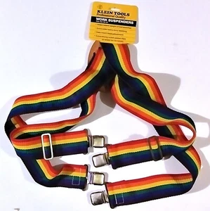 NEW - KLEIN TOOLS 1988 WIDE ELASTIC SUSPENDERS RAINBOW COLOR - ONE SIZE FITS ALL - Foto 1 di 4