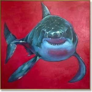 Original Hai Gemälde Modern Hai Gemälde Figurative Malerei Zeitgenössisch - Bild 1 von 7
