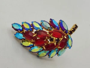 Broche de estrás vintage de vidrio artístico hoja roja D&E Delizza & Elster Juliana  - Imagen 1 de 11