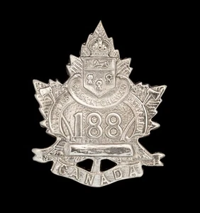 188th Overseas Saskatchewan Canadian Cap Insignia Plata Sello - Imagen 1 de 1
