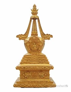 Antique India eminent monk stupa Pagodas Bodhi Buddha Pagoda Tsongkhapa 9" - Picture 1 of 8