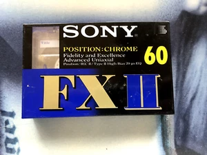 K7 CASSETTE AUDIO VIERGE SONY FXII 60mn IEC II TYPE II CHROME rare vintage tape - Photo 1/3