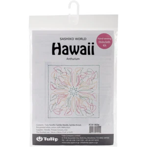 Sashiko World Hawaii Stamped Embroidery Kit-Anthurium (Pack of 1) - Picture 1 of 2