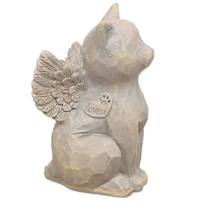 Gray Cat Angel Memorial Figurine Hand-Painted Resin Sculpture Pet Loss Gift - Picture 1 of 7