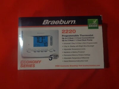 BRAEBURN 2220 PROGRAMMABLE THERMOSTAT 5-2 DAY WEEKDAY - Image 1 of 2