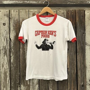 Camiseta Timbre Bomberos Captain Ken's Foods Vintage Años 80 Suave Delgada Russell - Imagen 1 de 5