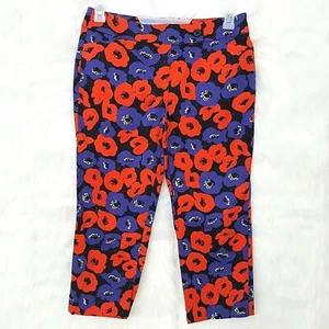 Pantalón Capri Ann Taylor Mujer 6 Rojo Púrpura Gráfico Floral Cremallera Corta Verano Trabajo - Imagen 1 de 13