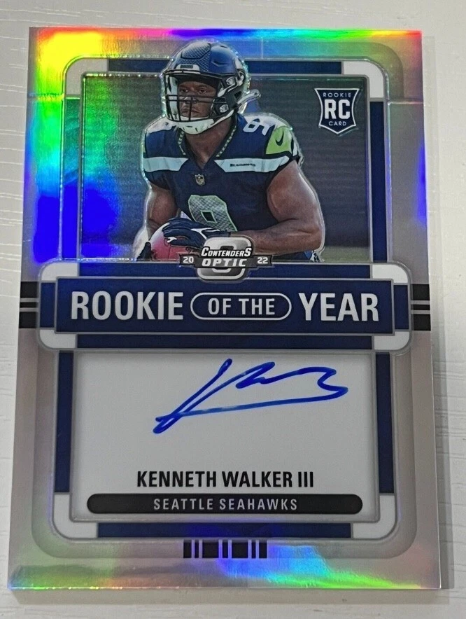 2022 Contenders Optic NFL Kenneth Walker III RC ROY On-Card Auto /75 Seahawks - Image 1 of 3