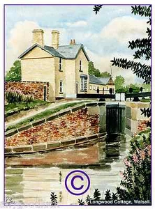 LONGWOOD CANAL COTTAGE WALSALL WATERCOLOUR ARTISTS PRINT GREETINGS CARD 8"x 6" - Picture 1 of 1