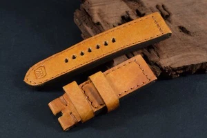 UHRENARMBAND 24/24 115/75 MM HAVANA BRAUN I ECHT HIRSCH LEDER F. PANERAI ETC 510 - Picture 1 of 9