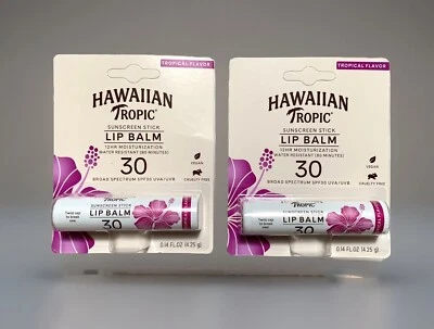 Lote de 2 barras de protector solar HAWAIANO bálsamo labial tropical FPS 30 sabor tropical 8/25 Foto 1 de 4