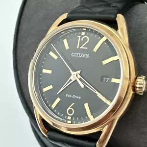 Citizen Eco-Drive LTR Women's Black Leather Date Display Watch 36mm FE6083-13E - Picture 1 of 24