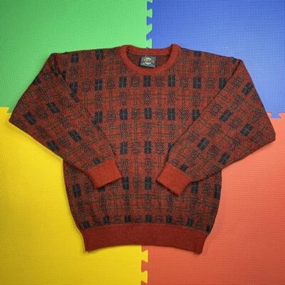 Suéter Jantzen DE COLECCIÓN Adulto Grande Rojo Cuello Redondo Geométrico Manga Larga Jersey Foto 1 de 4