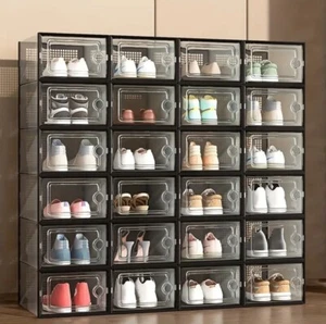 12 Piece Pairs Shoe Tower Rack Sneaker Shelf Cube Closet Organizer Cabinet - Picture 1 of 3