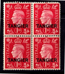 UK 1937 KGVI 1d Carmine Overprinted "TANGIER" In Black - Block Of Four - MUH - Picture 1 of 1