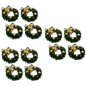  12 Pcs Christmas Wreath Jingle Bell Mini Artificial Wreaths Merry Holly Flash