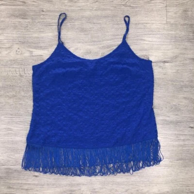 Lilly Pulitzer Womens Sz Small Shirt Blue Naeem Textured Pullover Fringe Hem Top - Image 1 of 4