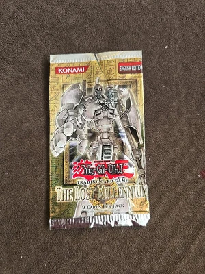Yugioh TLM 1ª Edición Booster Pack ENVOLTURA VACÍA SIN Cartas El Milenio Perdido  Foto 1 de 2