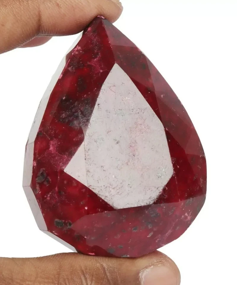 Rubí rojo grande corte pera natural 1500 quilates rubí facetado enorme... - Imagen 1 de 4