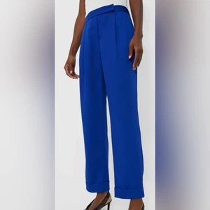 Tuckernuck Duncan Plissee Straight Leg Cuff Trouser Hose Large Sapphire Blue - Bild 1 von 13