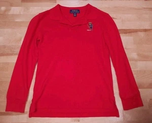 Polo Ralph Lauren Ski Bear Long Sleeve Polo Shirt Red Kids S/P 8 - Picture 1 of 6