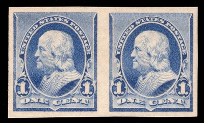 MOMEN: US STAMPS #219P5 IMPERF PAIR PROOF MINT OG NH VF CAT $400 LOT #96135* - Image 1 of 2
