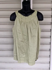 Talbots Women’s Sz 12 Celery Green Tank Top Cotton Crinkle Fabric Lined NWT - Picture 1 of 10