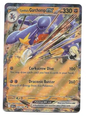 Cynthia's Garchomp ex 104/182 Sv10: Destined Rivals Holo Pokemon TCG / NM - Image 1 of 2