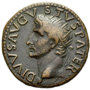 ANCIENT ROME Divus Augustus 31-37 AD - AE As 25mm Altar Brown Patina Tiberius - Picture 1 of 3