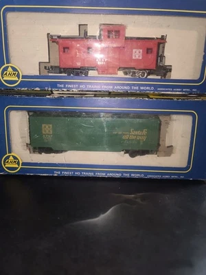 复古 A.H.M. 一对  H.O. 原装比例火车车!  A.T.S.F.  — 第 1/4 张图片