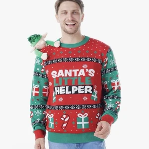 NEW Santa's Little Helper Men's XL Ugly Christmas Sweater w/ Removable Plush - Picture 1 of 9