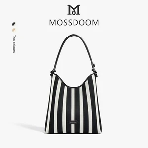 Bolso de Hombro MOSSDOOM Negro a Rayas Suave Dos Tonos Hobo Cartera Informal Diario Bolso de Mano - Imagen 1 de 13