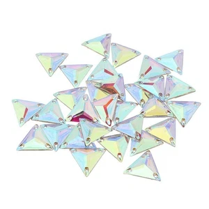 30pcs Triangle Sew on Rhinestones Crystal AB Flatback for Wedding Decor 22mm - Picture 1 of 3