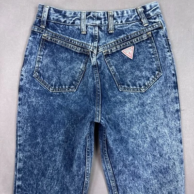 Vintage Guess Jeans Womens 31 Blue Acid Wash Zipper Ankle Denim Pants Made USA - Image 1 of 4