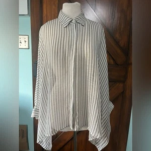 Marla Wynne For Chicos gestreifte halbtransparente Schulterbluse Knopfleiste L - Bild 1 von 7